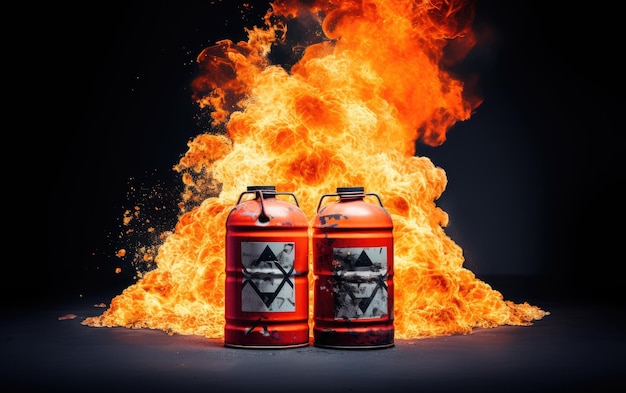 Danger Managing Flammable Materials Safely On White background