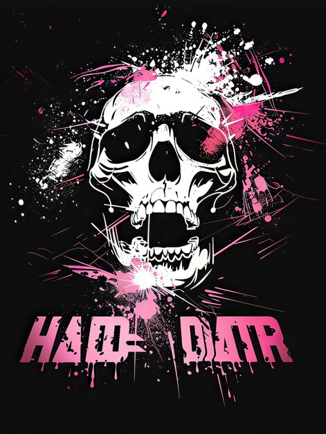 Photo dangerous skull trendy vector style graffiti typographic art black background vector art ai generate