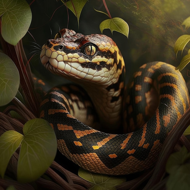 A dangerous snake in the jungle image generative AI