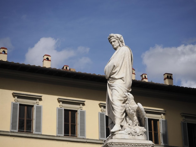 Dante statue in florence santa croce place