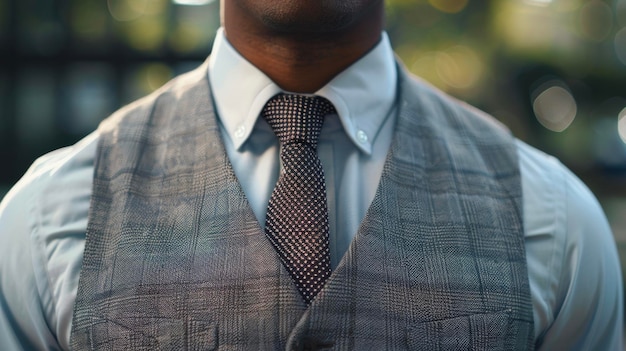 A dapper black man in a classic threepiece suit captured in a closeup shot that showcases the soft