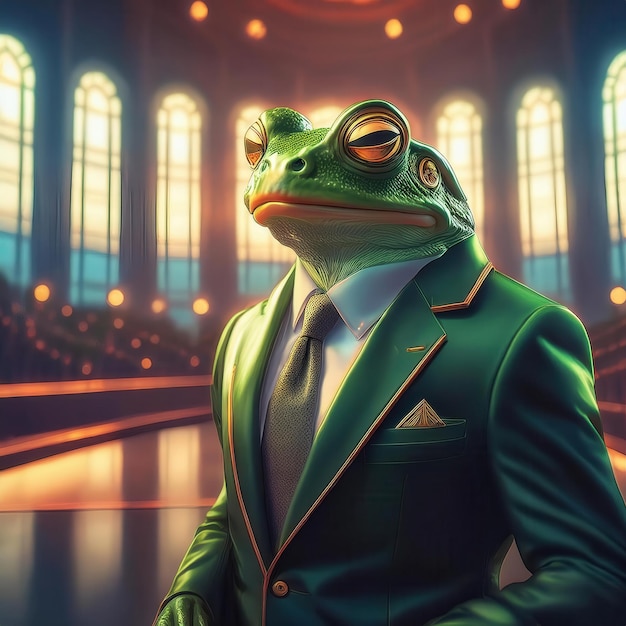 Photo dapper frogs in business suits