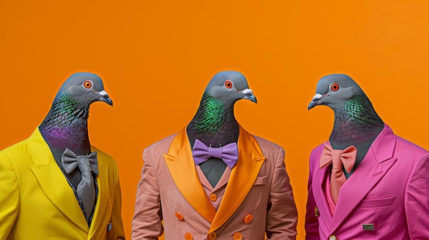 Photo the dapper pigeons in suits