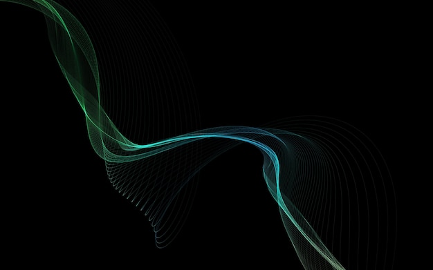 Dark abstract background with a glowing abstract waves, abstract background