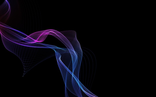 Dark abstract background with a glowing abstract waves