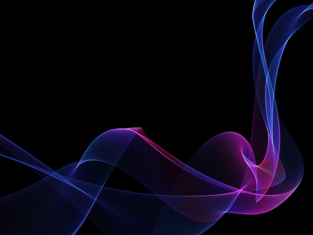 Dark abstract background with a glowing abstract waves