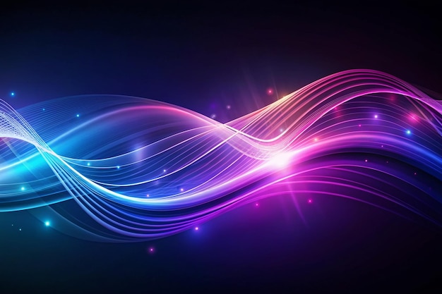 Dark abstract background with glowing wave Shiny moving lines design element Modern purple blue gradient flowing wave lines Futuristic technology concept Vector illustration