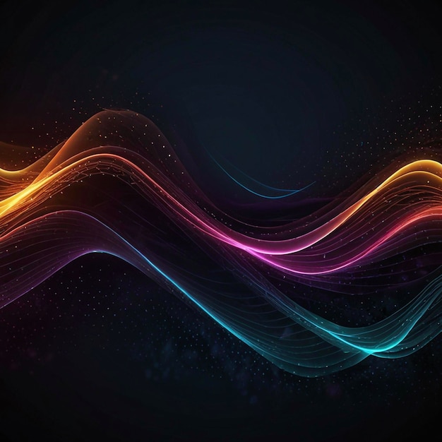 Dark abstract background with glowing wave Shiny moving lines design element