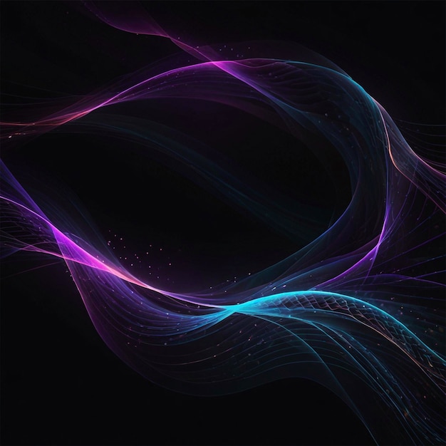 Dark abstract background with glowing wave Shiny moving lines design element