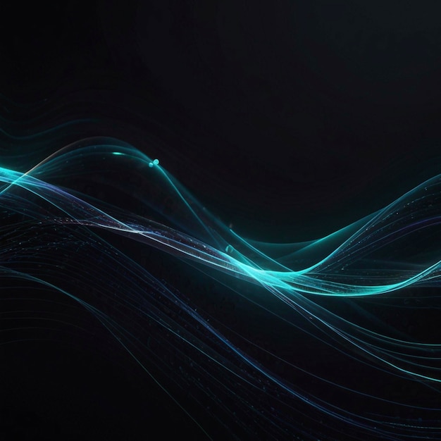 Dark abstract background with glowing wave Shiny moving lines design element