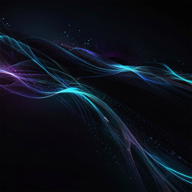 Dark abstract background with glowing wave Shiny moving lines design element