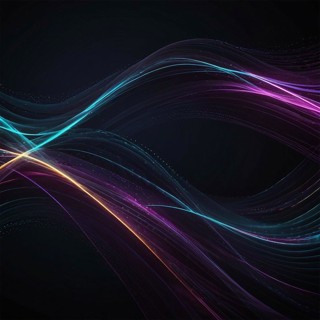 Dark abstract background with glowing wave Shiny moving lines design element