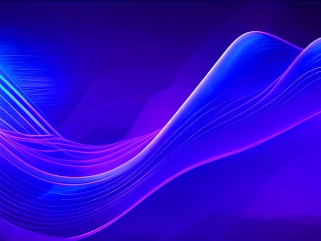 Dark abstract background with glowing waves Shiny moving line design element Modern blue purple