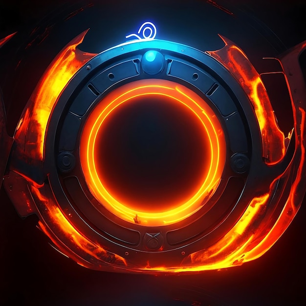 dark abstract futuristic with a Circle gate fire