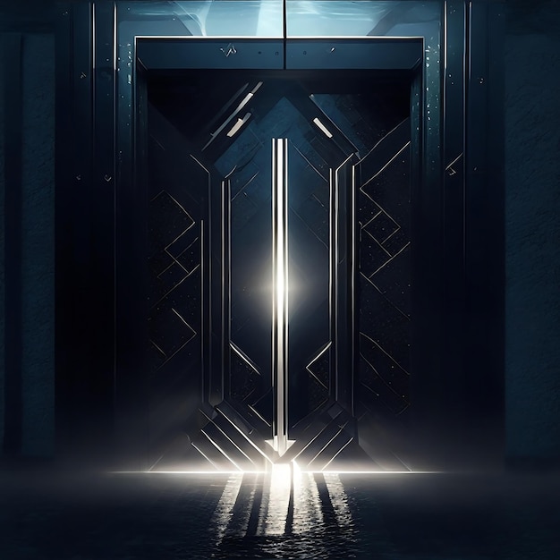 dark abstract futuristic with a Square gate neon