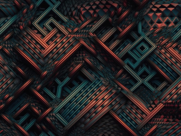 Dark abstract geometric grid pattern Seamless background created with Generative AI technology