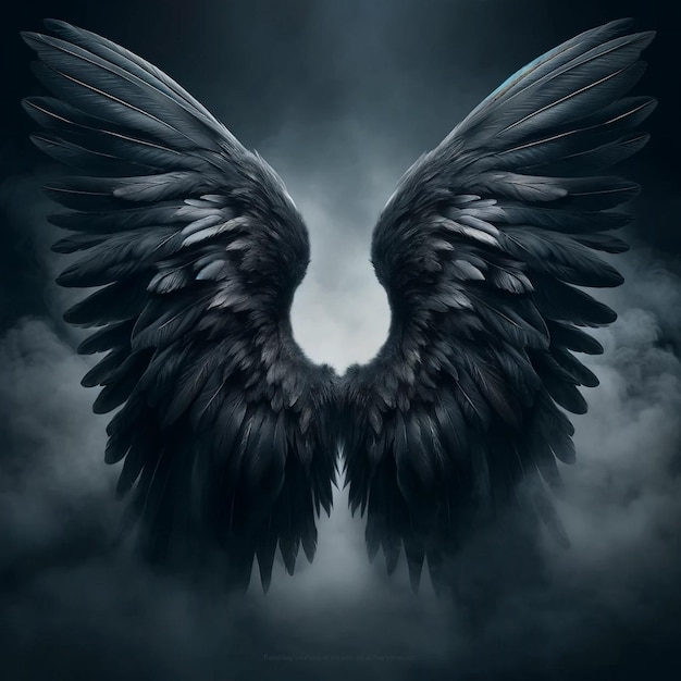 Dark Angel Wings Majestic Feathers in Mystic Light