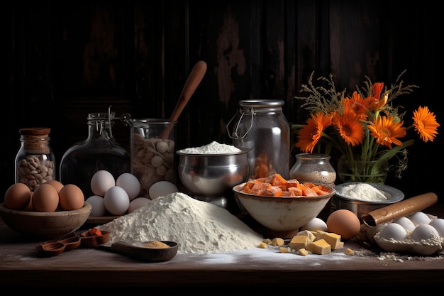 Dark Background Sets Stage for Various Baking