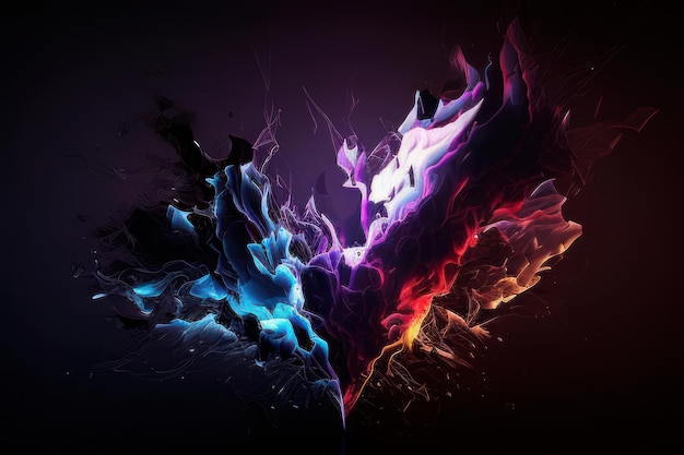 A dark background with a blue and pink fire and flames.