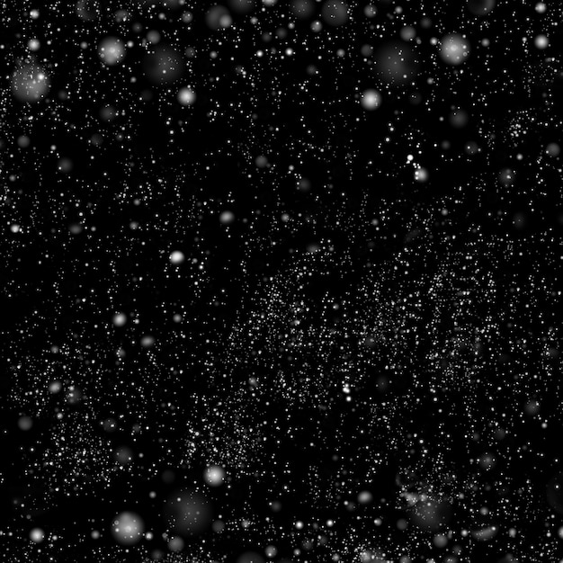 Dark background with falling snow effect. winter night. abstract black white backdrop