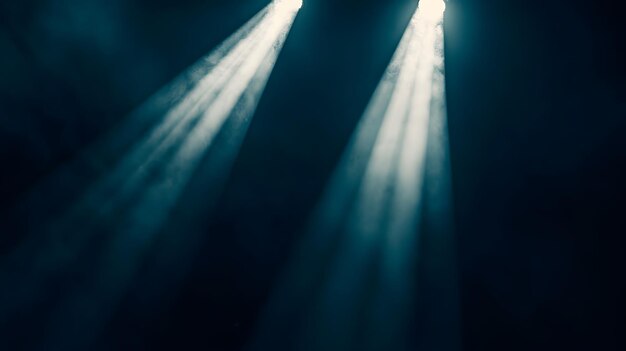 Photo dark background with rays from two spotlights