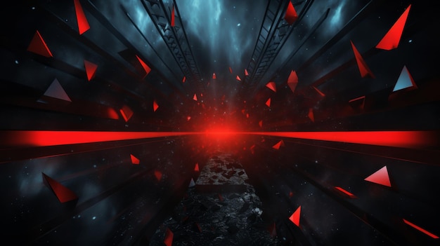 Dark Background With Red and Black Triangles