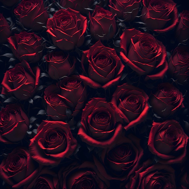 A dark background with red roses.