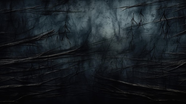 a dark background with a spooky tree branch floating in water