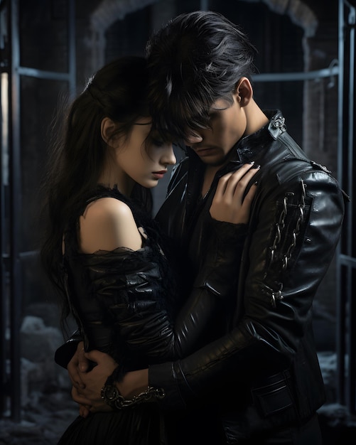 Dark beautiful gothic couple