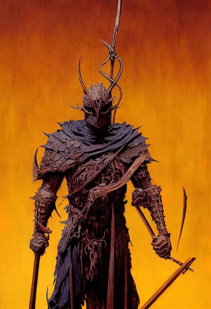 Dark berserk demon knight dark fantasy painting illustration