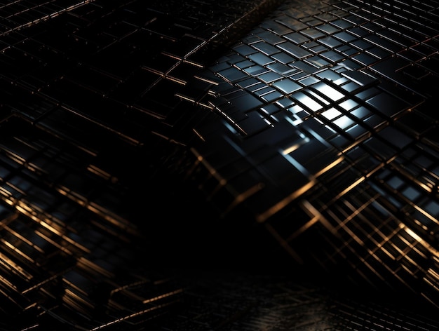 Dark black Geometric grid background Modern dark abstract texture Created with Generative AI technology