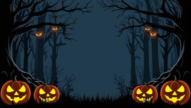 Dark Black Halloween Background with Creepy Spider and Skull