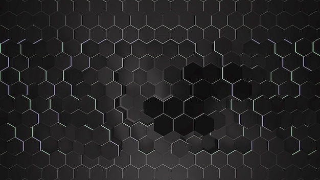 Dark black hex grid background, abstract background. Elegant and luxury style 3D illustration for business and corporate template