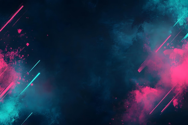 Dark blue background with neon pink and teal elements No text