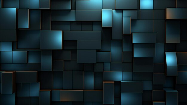 a dark blue and black background with geometric shapes