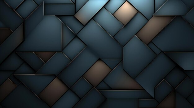 a dark blue and black background with geometric shapes