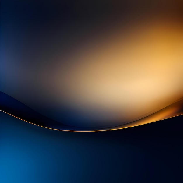 Photo dark blue black gold color gradient background with curves has a bokeh effect