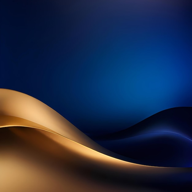 dark blue black gold color gradient background with curves has a bokeh effect