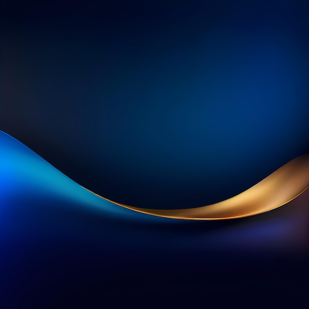 dark blue black gold color gradient background with curves has a bokeh effect