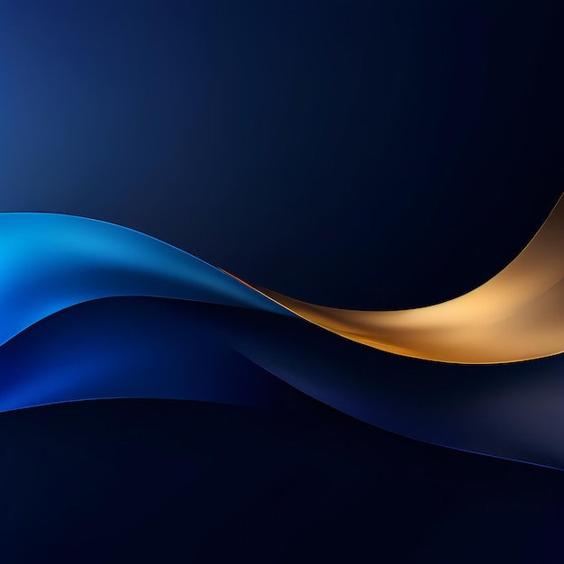 dark blue black gold color gradient background with curves has a bokeh effect