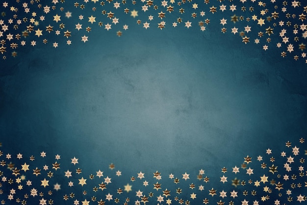 Dark blue cement wallpaper texture with shiny golden star background