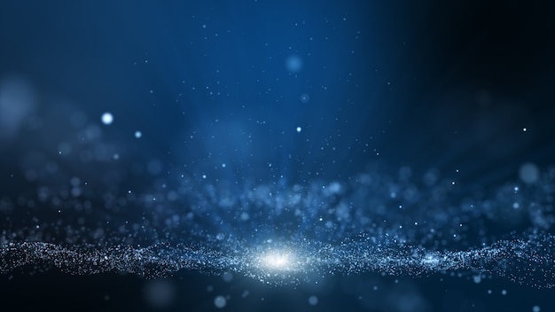 Dark blue digital particle wave and light background