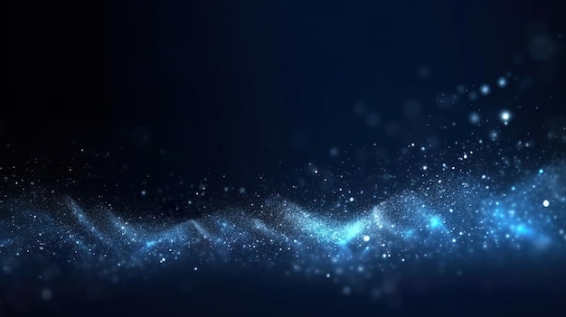 Dark blue and glow particle abstract background