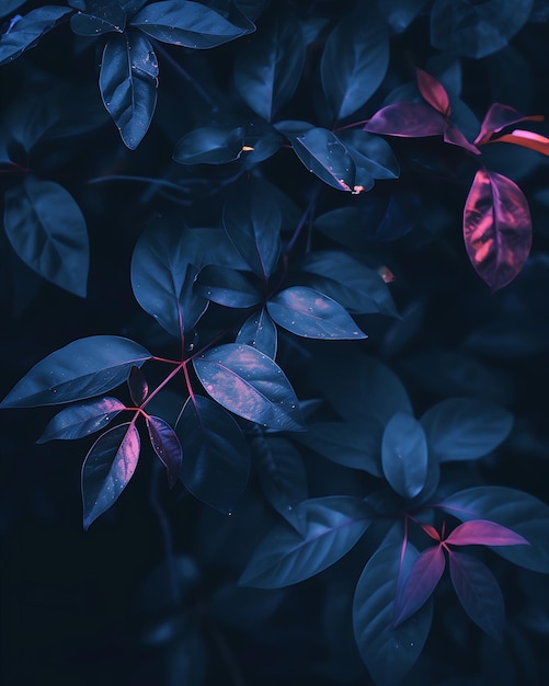 Dark Blue Leaves Captured in Style