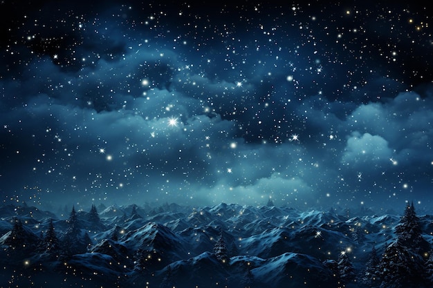 dark blue navy snowy winter backgroundchristmas timestarry sky