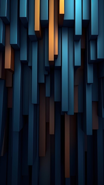 A dark blue and orange wallpaper with a vertical cut out of wood.