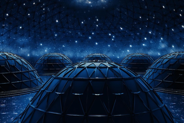 Dark blue planetarium dome with constellations