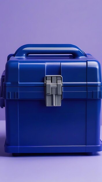 Dark Blue Plastic Toolbox on Soft Lavender Backdrop Generative AI