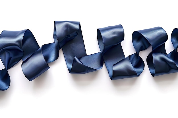 Photo dark blue ribbon and navy satin bow set for birthday and greeting cards