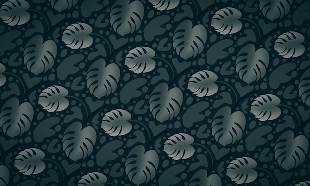 Dark blue wallpaper with a pattern of leaves